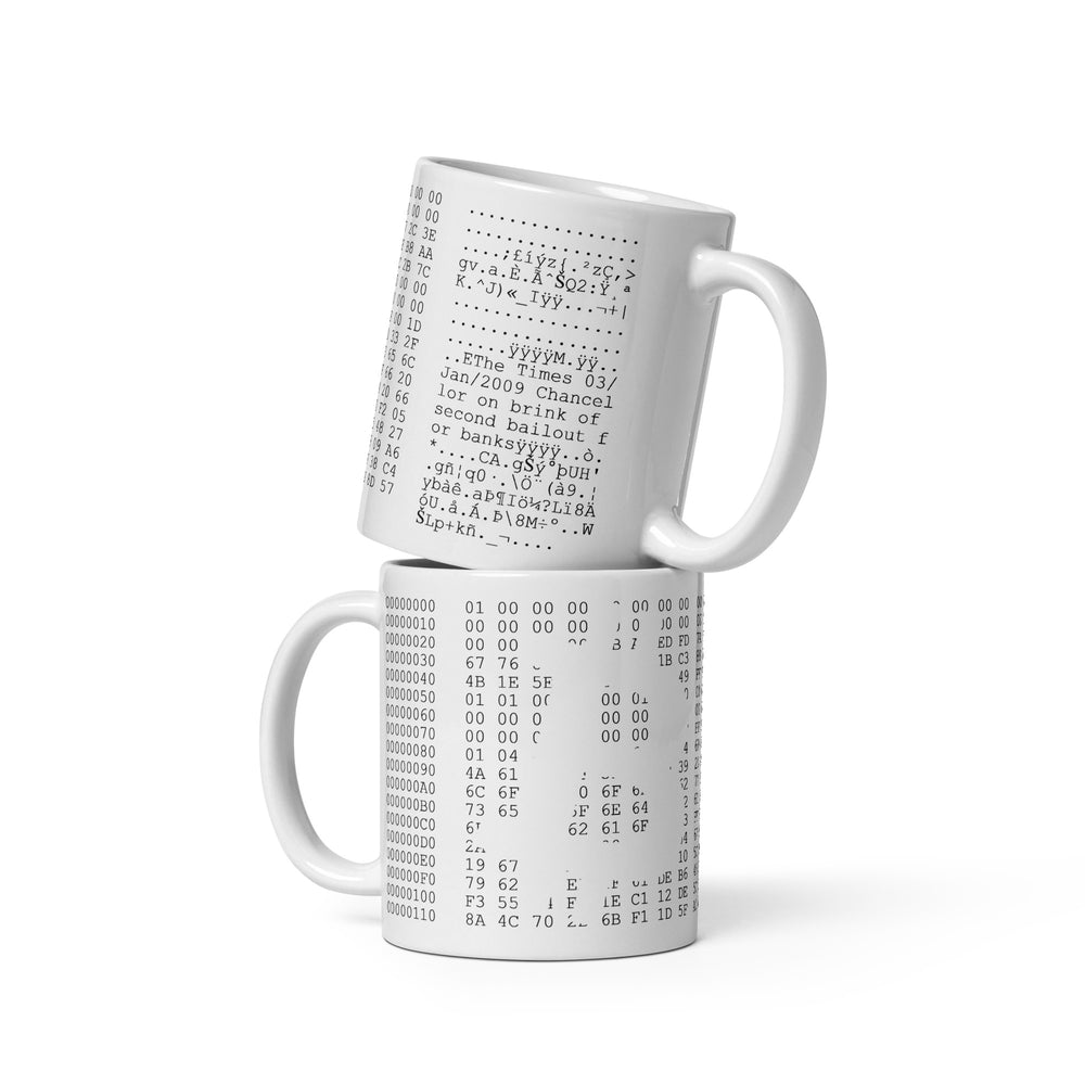 White ceramic Bitcoin Genesis Mug